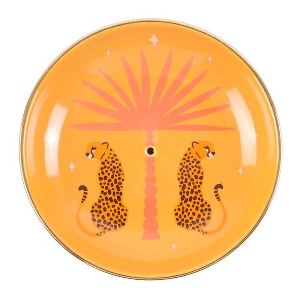 Porte-encens en céramique motif palmier léopard