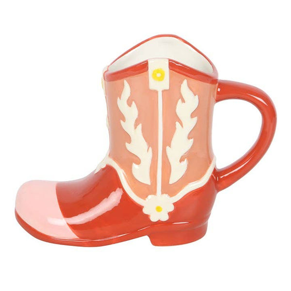 Mug en forme de botte de cow-boy rose