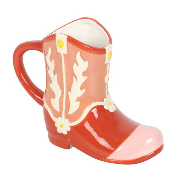 Mug en forme de botte de cow-boy rose