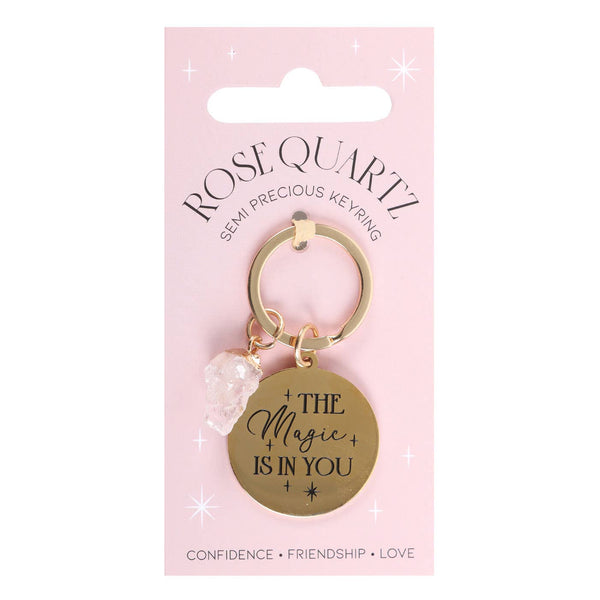 Porte-clés en cristal de quartz rose The Magic Is In You