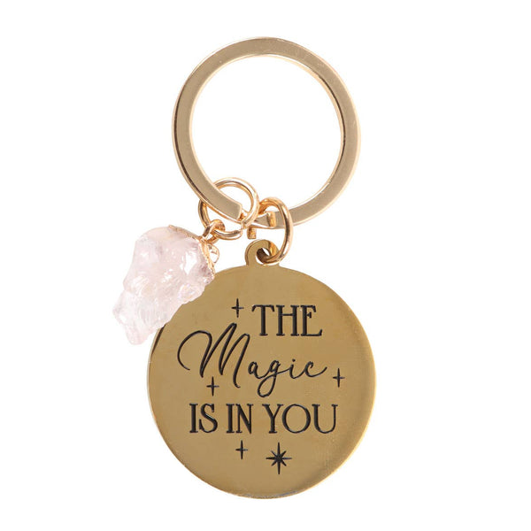 Porte-clés en cristal de quartz rose The Magic Is In You