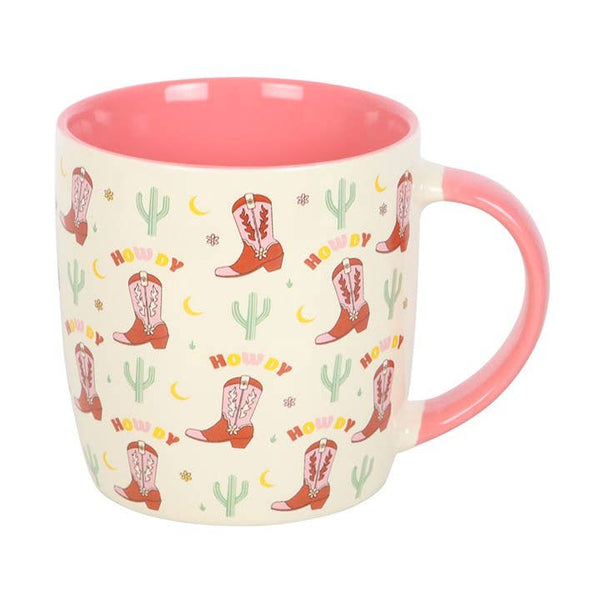 Tasse à motif de bottes de cowboy roses