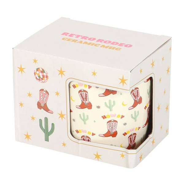 Tasse à motif de bottes de cowboy roses