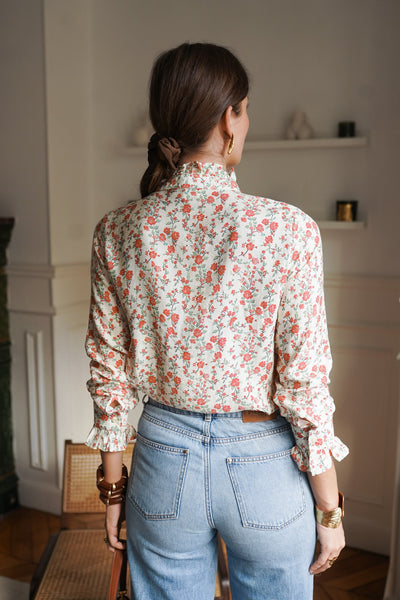 Chemisier manches longues à fleurs Lolita