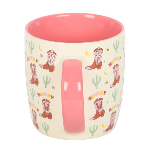 Tasse à motif de bottes de cowboy roses