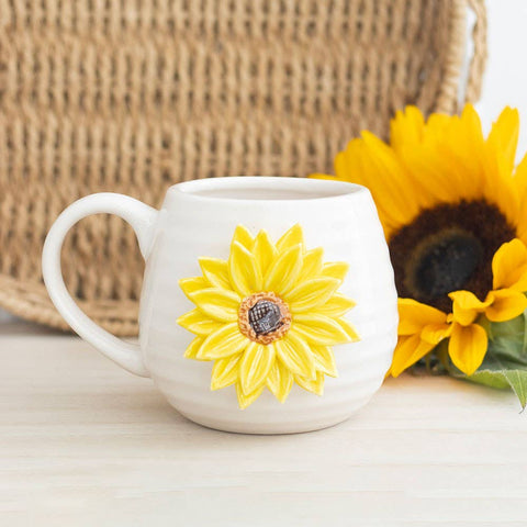 Tasse arrondie Hello Sunshine avec tournesol 3D