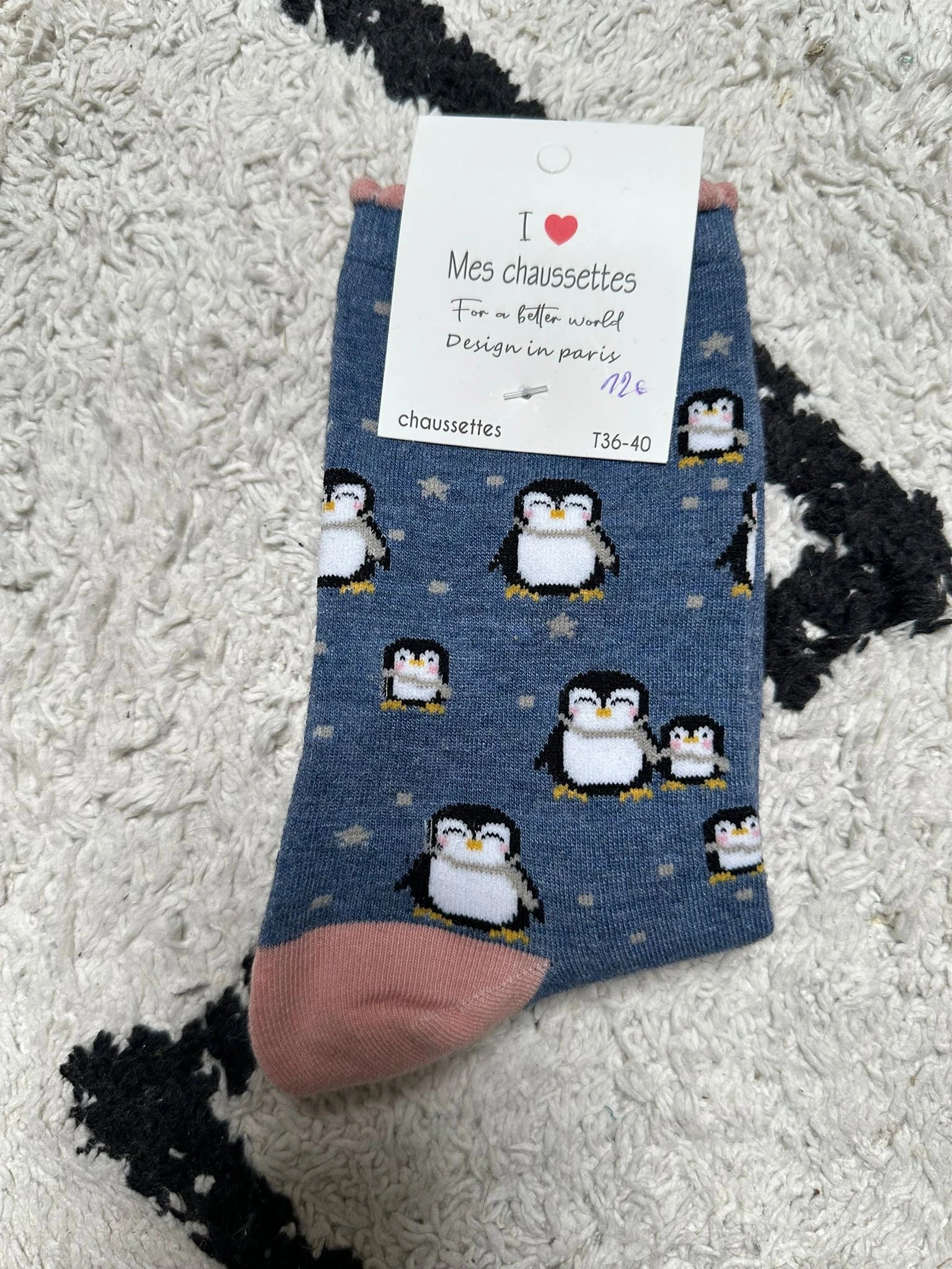 Chaussettes avec des motifs de pingouins en taille 36/40