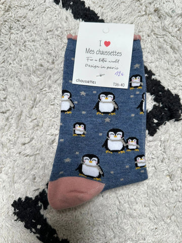Chaussettes avec des motifs de pingouins en taille 36/40