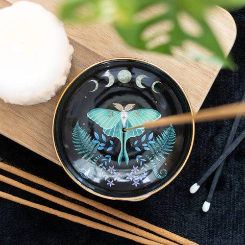 Assiette porte-encens en céramique Luna Moth