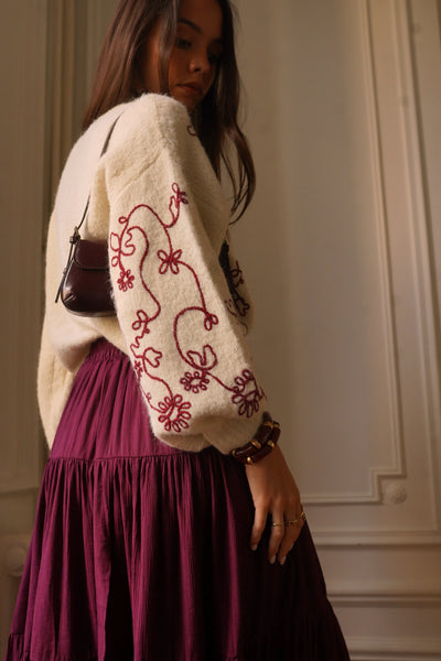 Jupe bordeaux effet jupon