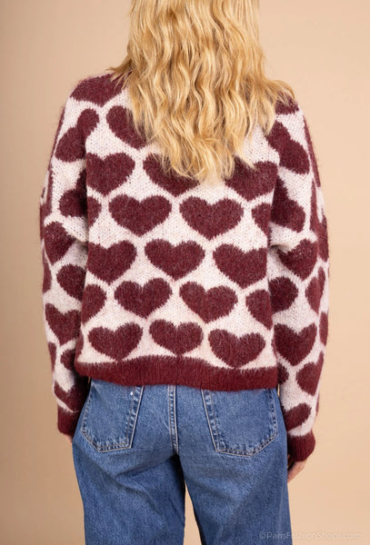 Pull Cœur Bordeaux