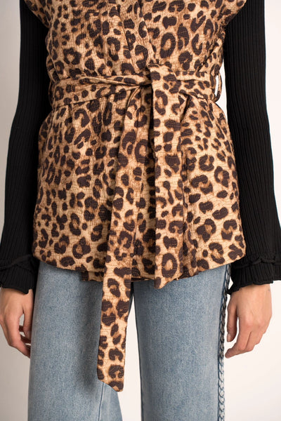 Veste sans manche avec des motifs de léopard, taille unique, disponible également dans nos concepts store de Bruxelles