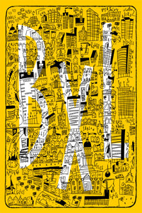 Carte postale BXL jaune